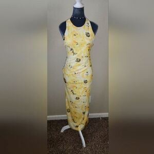 Zara Floral Yellow Sleeveless Maxi Dress